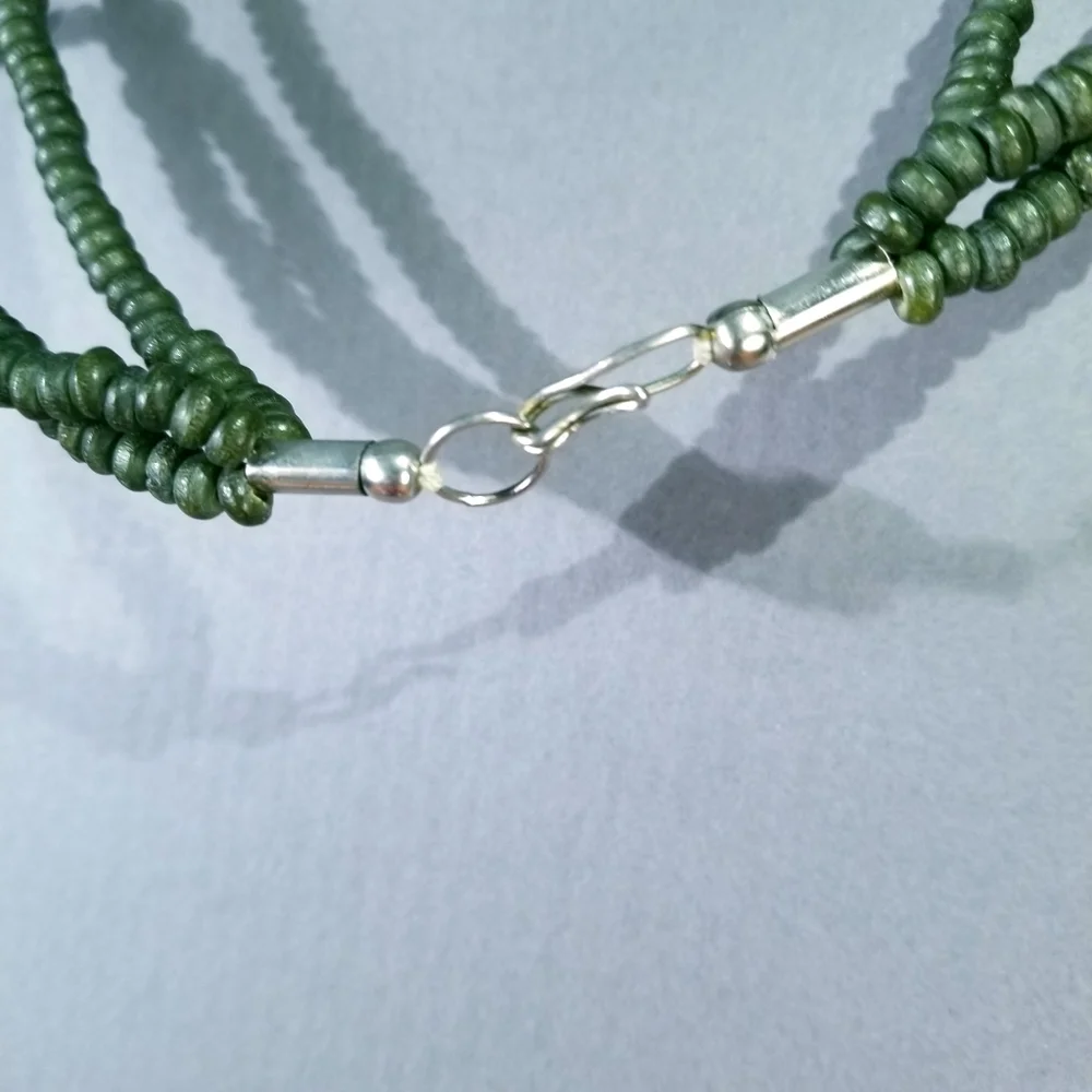 Olive Wood Bead 3 strand necklace - Picture 5 of 5